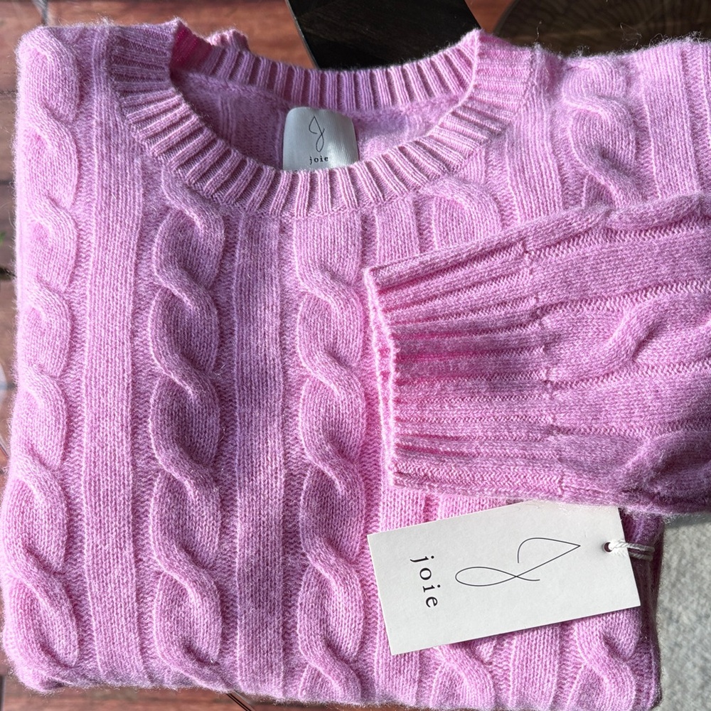 NWT Joie 100% Cashmere Lavender Cable Knit Sweater, L